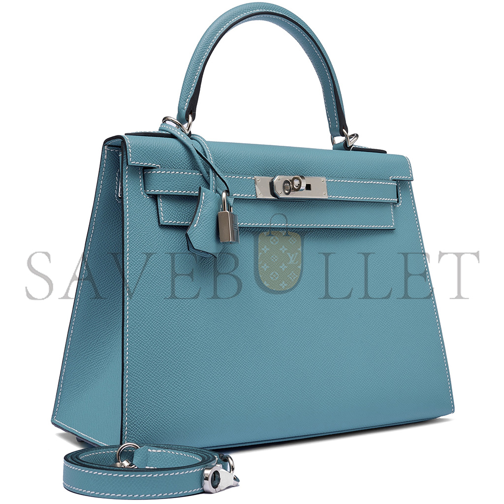 H**mes bleu jean epsom kelly 25 sellier palladium hardware (25*17*7cm)